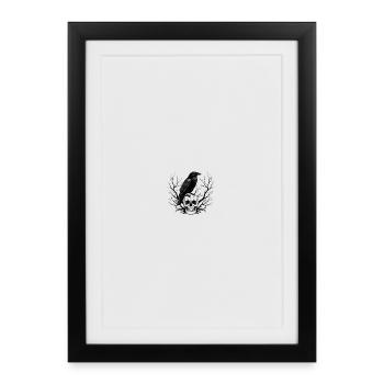 Raven over skull - Framed poster (27 × 37 cm) - black - Front