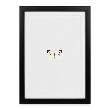 Papillons : Le Grand Blanc du Chou - Affiche encadrée (27 × 37 cm) - noir - Devant