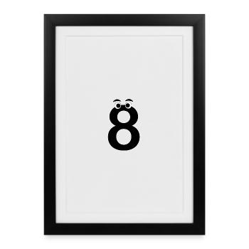 Number Eight 8 Kids Birthday Learning Math - Framed poster (27 × 37 cm) - black - Front