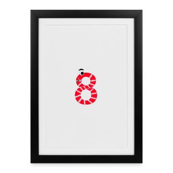 Number 8 Snake Red Kids - Framed poster (27 × 37 cm) - black - Front
