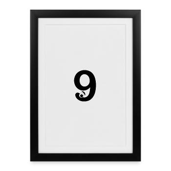 Numéro neuf 9 enfants anniversaire apprendre les mathématiques - Affiche encadrée (27 × 37 cm) - noir - Devant