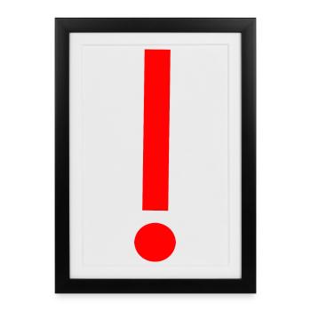 Red exclamation mark, template, pattern - Framed poster (27 × 37 cm) - black - Front