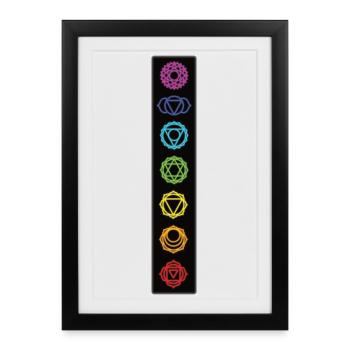 Yoga Méditation 7 Chakras - Affiche encadrée (27 × 37 cm) - noir - Devant