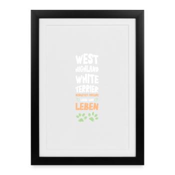 West Highland White Terrier Paws Motif - Framed poster (27 × 37 cm) - black - Front