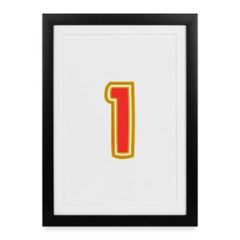 1. 1 AN. 1er ANNIVERSAIRE. ANNIVERSAIRE 1 AN - Affiche encadrée (27 × 37 cm) - noir - Devant