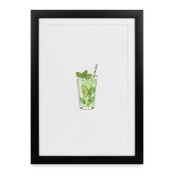 Lime Mint Mojito Illustration - Framed poster (27 × 37 cm) - black - Front