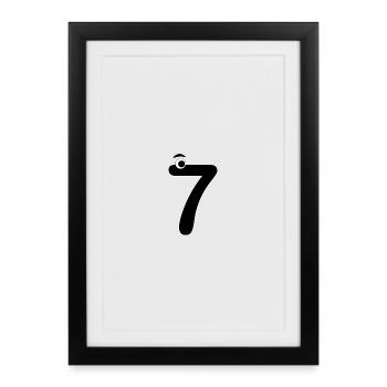 Numéro Sept 7 Enfants Anniversaire Apprendre les mathématiques - Affiche encadrée (27 × 37 cm) - noir - Devant