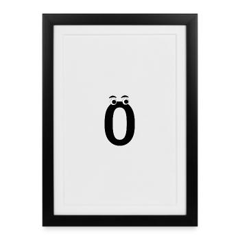 Number Zero 0 Kids Birthday Learn Math - Framed poster (27 × 37 cm) - black - Front