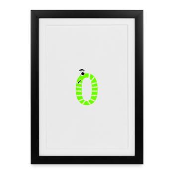 Number Zero 0 Children's Birthday Snake - Framed poster (27 × 37 cm) - black - Front