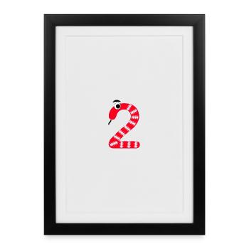Number 2 Snake Red Kids - Framed poster (27 × 37 cm) - black - Front