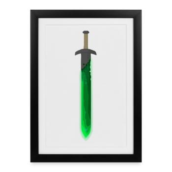 Green Rune Sword - Framed poster (27 × 37 cm) - black - Front