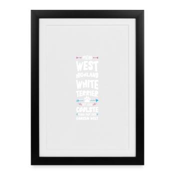 West Highland, White Terrier Dog Dicton - Affiche encadrée (27 × 37 cm) - noir - Devant