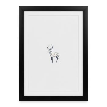 Minimalist Deer /Minimalistic Deer - Framed poster (27 × 37 cm) - black - Front
