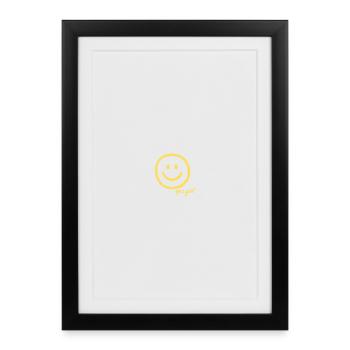 Yes Girl Smile Handzeichnung Gelb - Affiche encadrée (27 × 37 cm) - noir - Devant