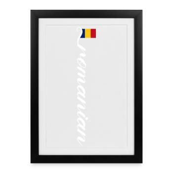 Romania Flag Lines Silhouette Romania - Framed poster (27 × 37 cm) - black - Front