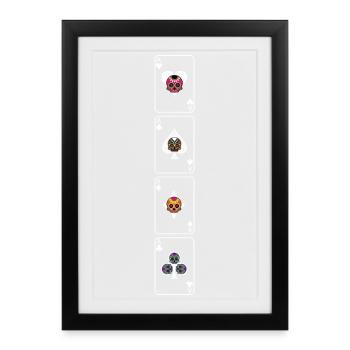 Four aces column - The skulls players - Affiche encadrée (27 × 37 cm) - noir - Devant