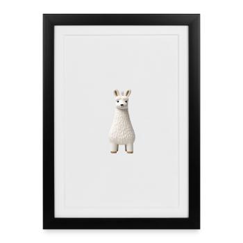 Figure de lama blanc - Affiche encadrée (27 × 37 cm) - noir - Devant