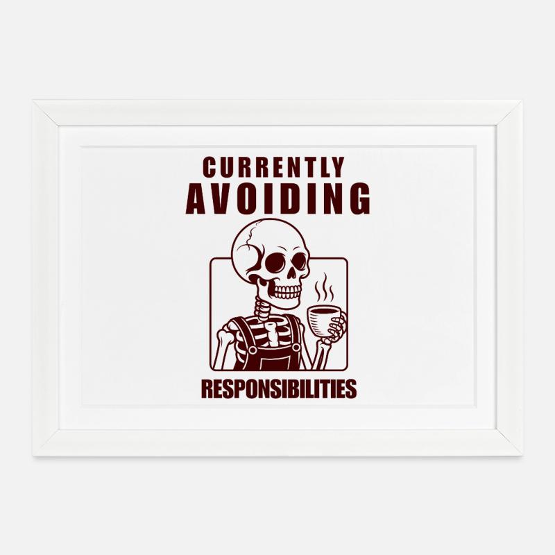 Skeleton Avoiding Responsibilities Design - Gerahmtes Poster (37 × 27 cm) - Weiß