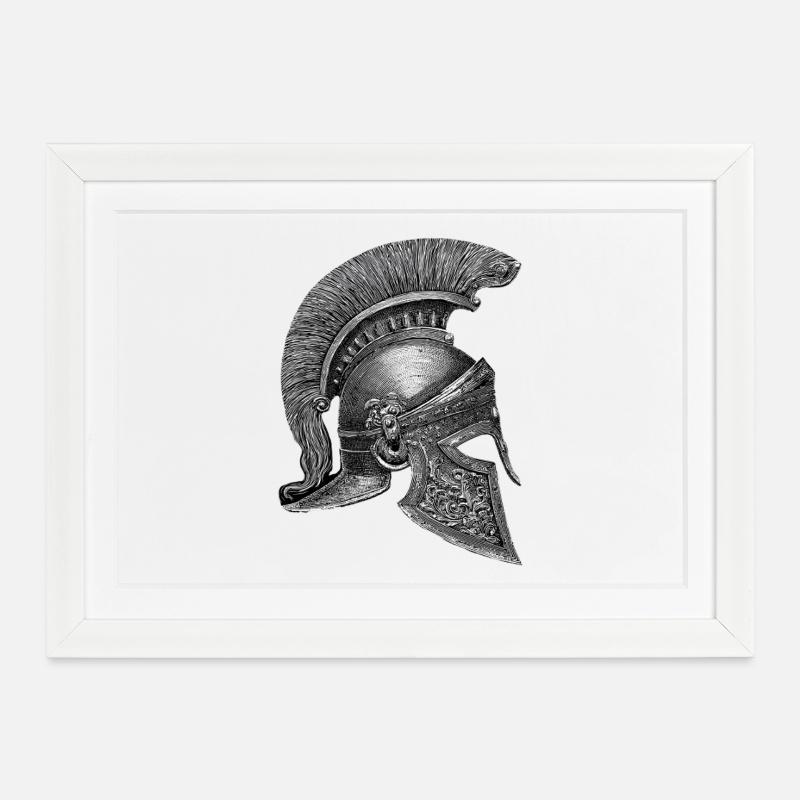 Korinthischer Helm – Antiker Stich - Gerahmtes Poster (37 × 27 cm) - Weiß