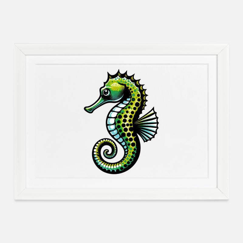 Seepferdchen - Gerahmtes Poster (37 × 27 cm) - Weiß