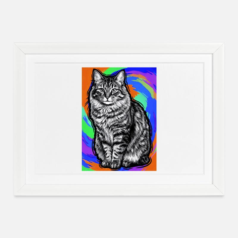 chat - Affiche encadrée (37 × 27 cm) - blanc