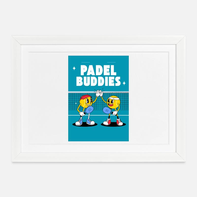Padel Buddies High Five Duo - Framed poster (37 × 27 cm) - white