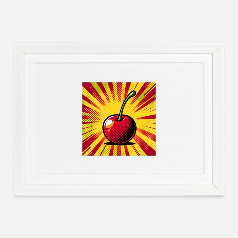 Kirsche 2 - Gerahmtes Poster (37 × 27 cm) - Weiß