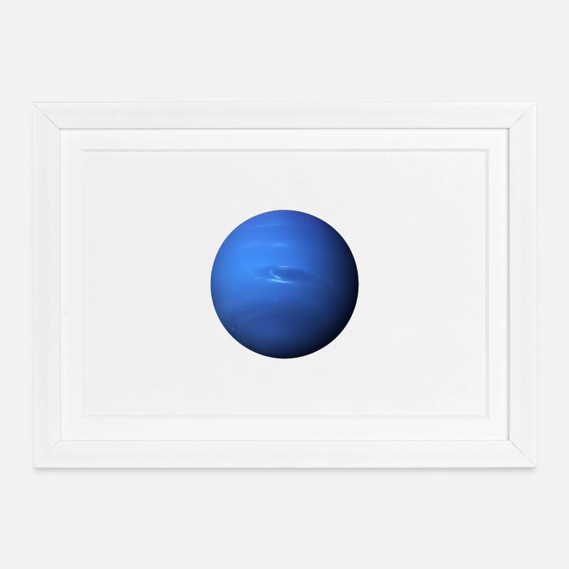 Neptune - Planète Neptune - Affiche encadrée (37 × 27 cm) - blanc