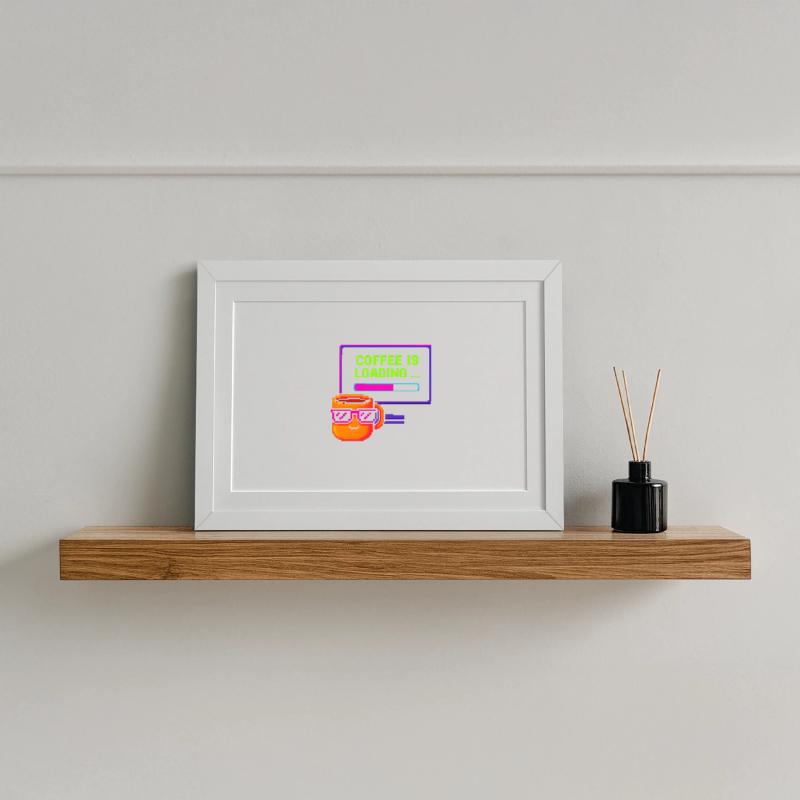 Coffee is loading Framed poster (37 × 27 cm)