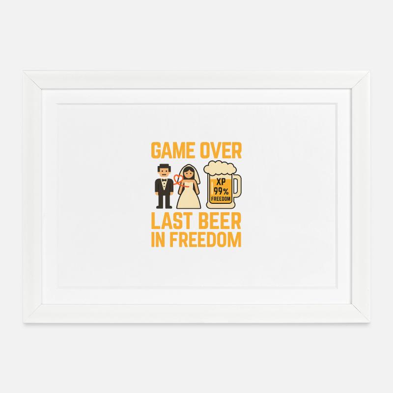 Game Over Last Beer in Freedom - Framed poster (37 × 27 cm) - white