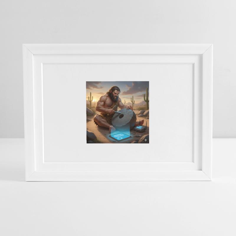 Caveman Tech Support - The First Tutorial Framed poster (37 × 27 cm)