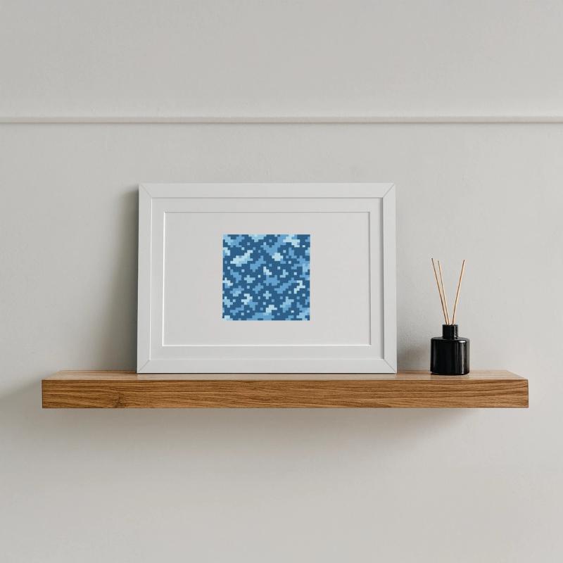 Blue pixel pattern Framed poster (37 × 27 cm)