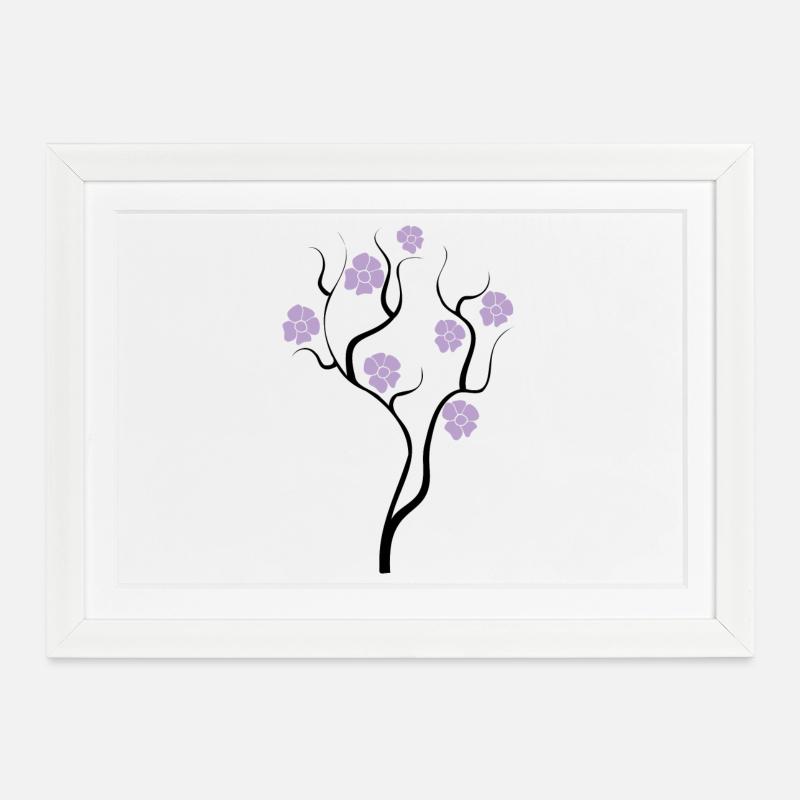 Tree with purple flowers - Creative illustration - Framed poster (37 × 27 cm) - white