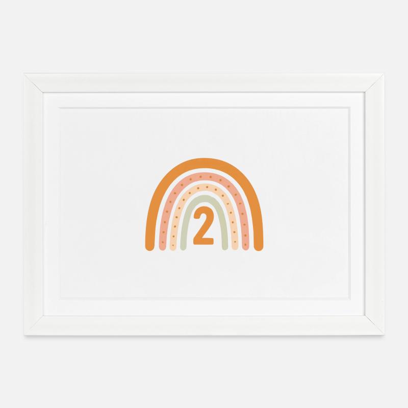 Zweiter Geburtstag Regenbogen - Gerahmtes Poster (37 × 27 cm) - Weiß