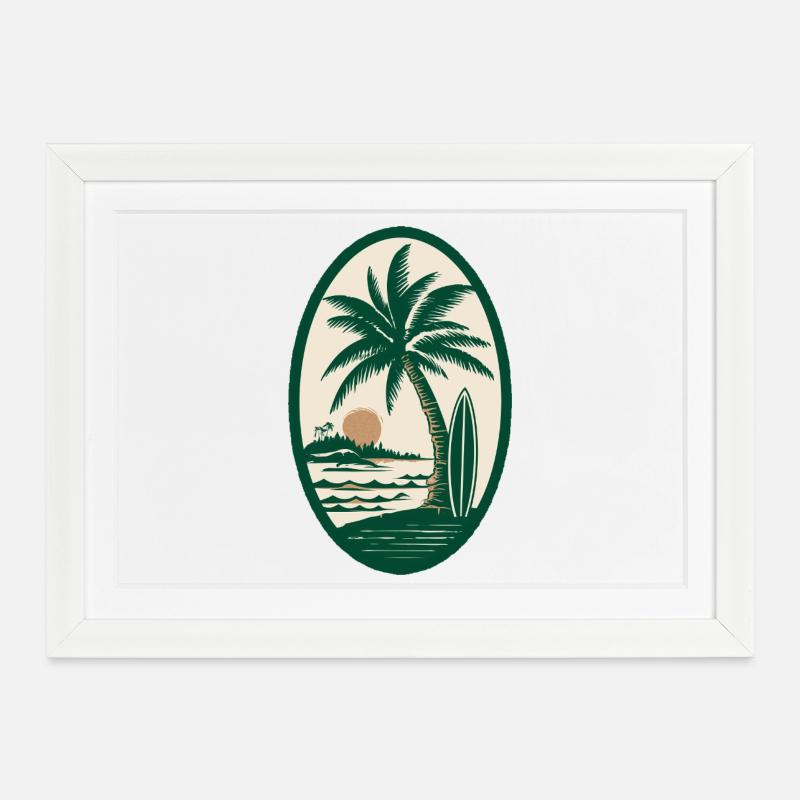 Logo du surfeur - Affiche encadrée (37 × 27 cm) - blanc