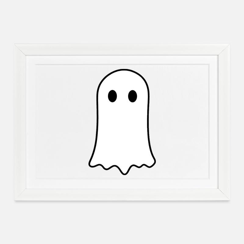 Halloween Ghost Minimalist Spooky Design - Framed poster (37 × 27 cm) - white