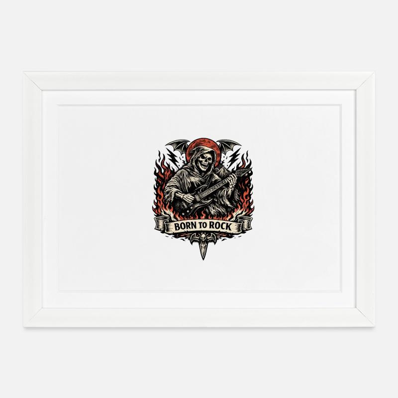 Born to Rock Grim Reaper - Framed poster (37 × 27 cm) - white