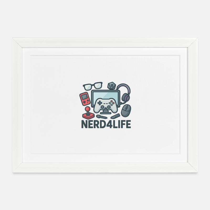Gaming und Nerd Lifestyle Design - Gerahmtes Poster (37 × 27 cm) - Weiß