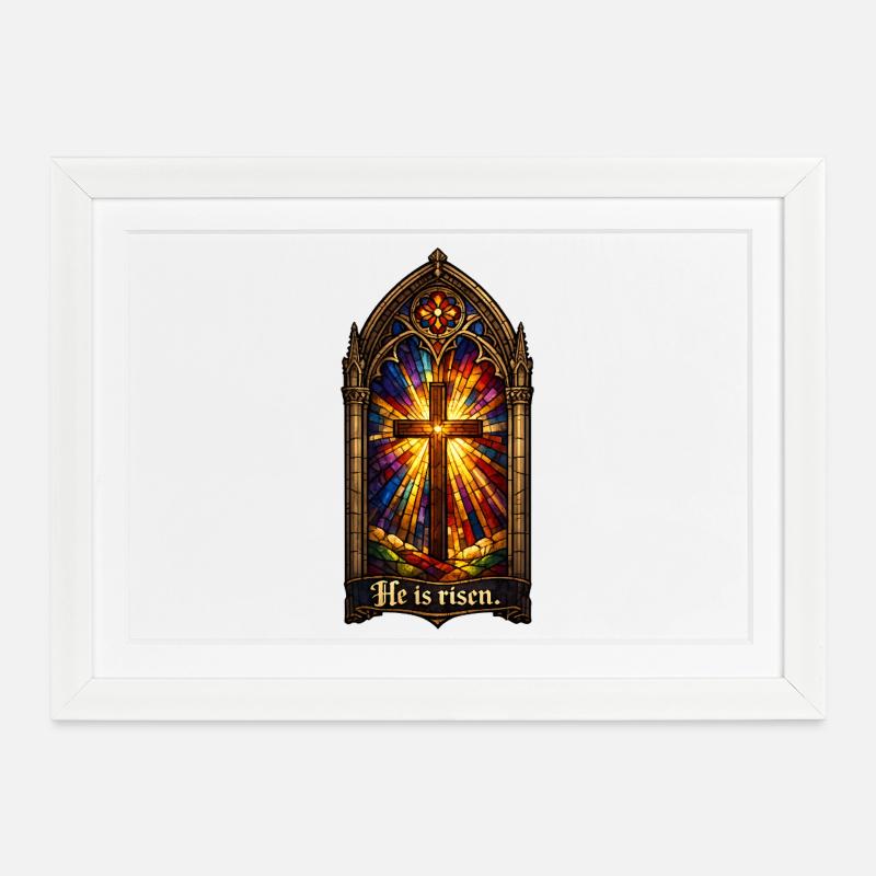 Resurrection He is Risen Easter Jesus - Framed poster (37 × 27 cm) - white