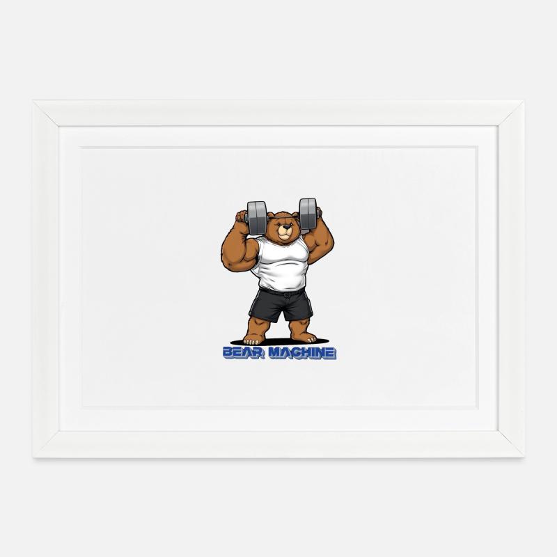 Bear Machine muscle bear in the gym - Framed poster (37 × 27 cm) - white