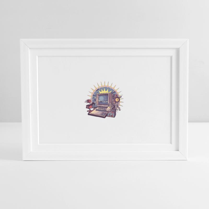 Futuristic computer with retro elements Framed poster (37 × 27 cm)