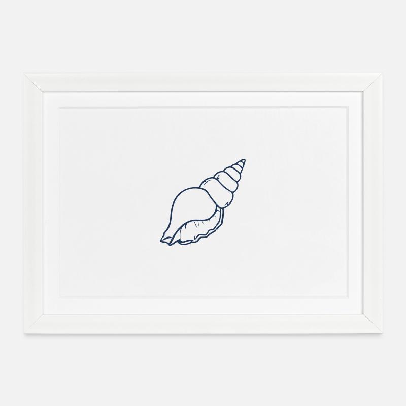 Seashell Minimal Ocean Beach Aesthetic Design - Framed poster (37 × 27 cm) - white