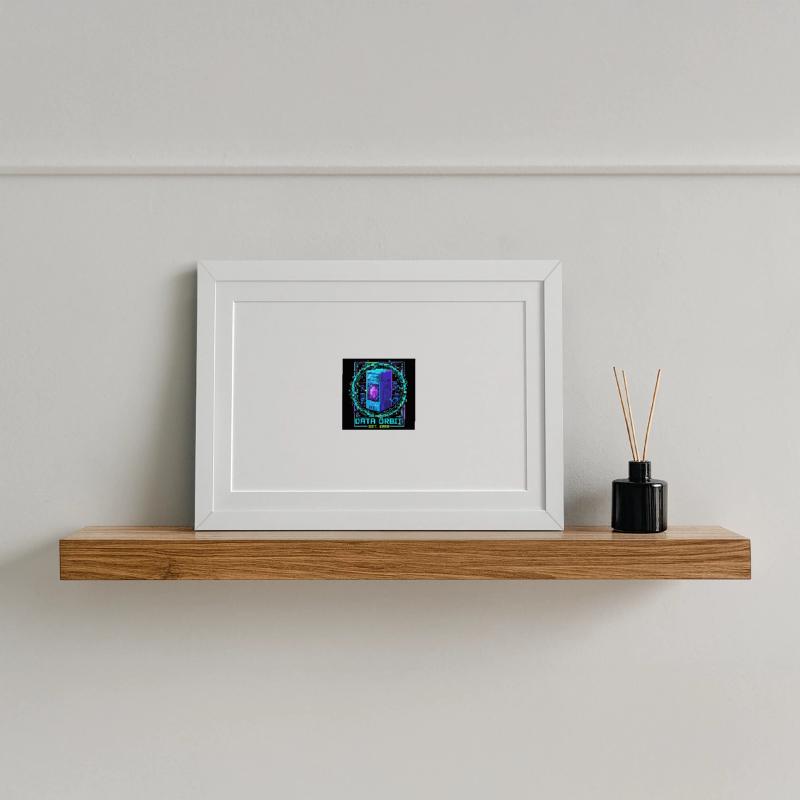 Data Orbit Neon Computer Framed poster (37 × 27 cm)