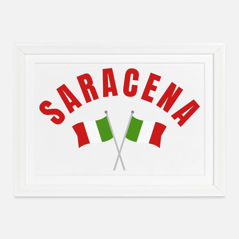 Drapeaux italiens Saracena Arc croisé - Affiche encadrée (37 × 27 cm) - blanc