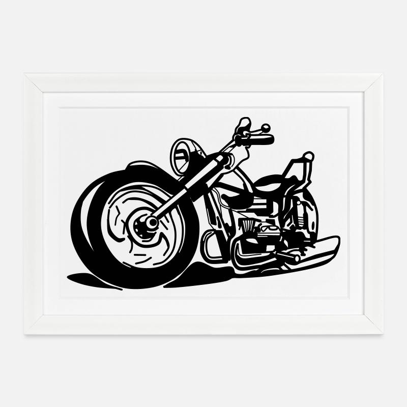 Chopper / motorcycle - Framed poster (37 × 27 cm) - white