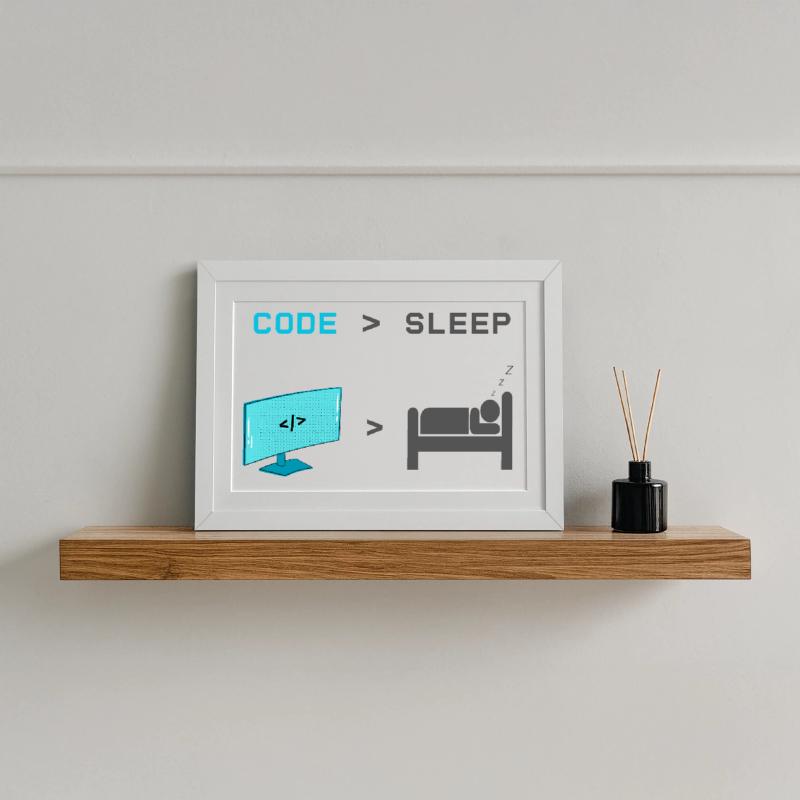 Code vs Sleep: Coder im Schlafmodus Gerahmtes Poster (37 × 27 cm)