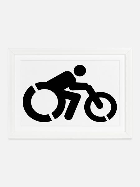 Rollstuhlfahrer mit Handbike # - Gerahmtes Poster (37 × 27 cm) - Weiß