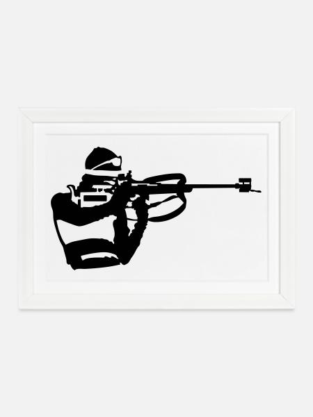 Biathlon - Gerahmtes Poster (37 × 27 cm) - Weiß