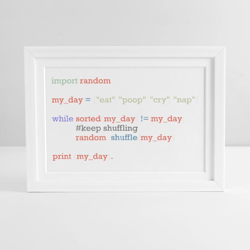 Funny python code about everyday life, baby Framed poster (37 × 27 cm)