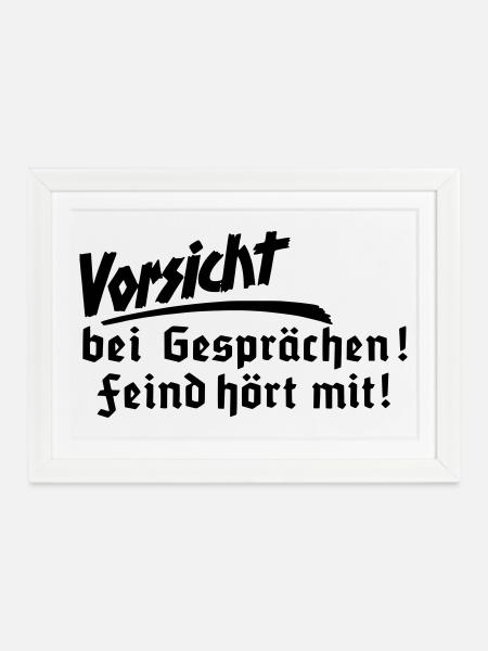 Vorsicht bei Gesprächen, Feind hört mit - Gerahmtes Poster (37 × 27 cm) - Weiß